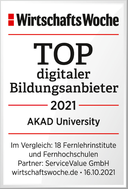 Auszeichnung: Die AKAD University ist als digitaler Bildungsanbieter “top”
