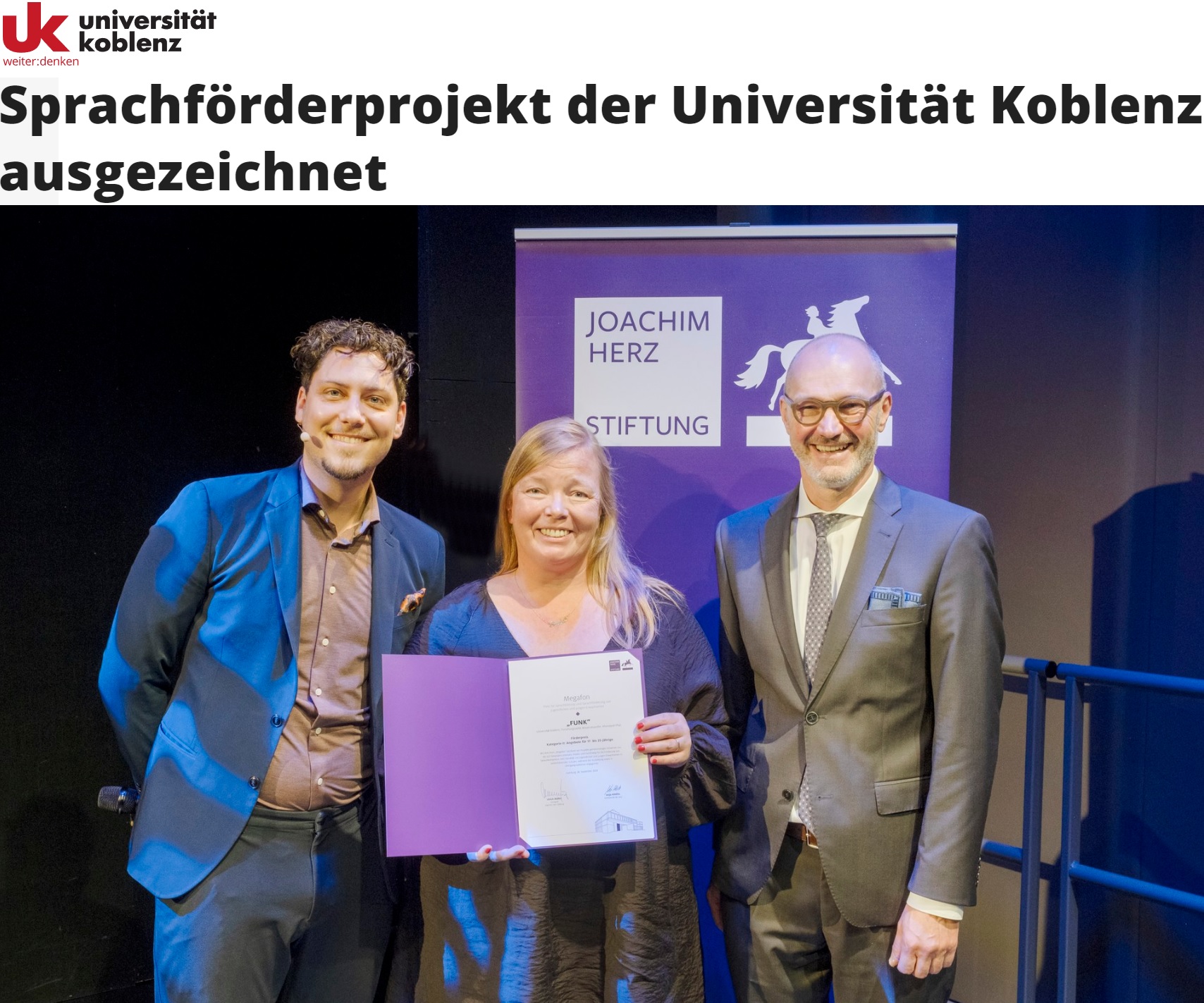 Sprachförderprojekt FUNK der Universität Koblenz ausgezeichnet